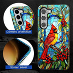 for Samsung Galaxy S23 Case, Stained Glass Cardinal Bird Pattern Glossy 2 in 1 - Image 6