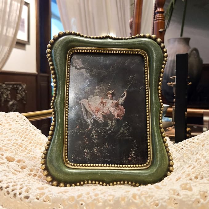 4x6 Vintage Picture Frame, Antique Green Ornate Photo Frame, - Image 2
