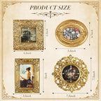 Qunclay Vintage Mini Picture Frames Set of 4, Round Rectangle Ornate Small - Image 2