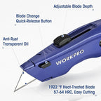 WORKPRO Premium Utility Knife, Retractable All Metal Heavy Duty Box Cutter - Image 2