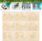COCHIE 10 Pieces Large Christmas Unfinished Wood Crafts to Paint by COCHIE
