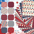 HunnmingRe 20 Pcs 10x10'' Patriotic Quilting Fabric Square Red White Blue - Image 5