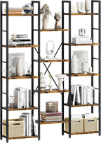 Shintenchi Triple Column 5 Tier Bookshelf, Industrial Large Bookcase Display by Shintenchi%7CFurnitureMadeforRealLife