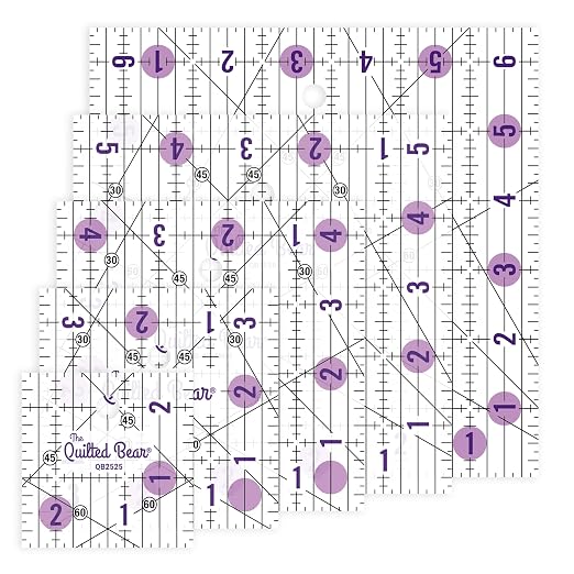 The Quilted Bear Small Quilting Ruler Bundle, 5.5" & 6.5" | 5 Square-Ruler - Image 9