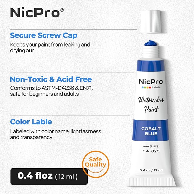 Nicpro Watercolor Paint Set for Adults, 36 Colors Watercolor Tube Set, High - Image 2