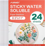 FURWEY 24PCS 8.5"x11" Wash Away Embroidery Stabilizer – Self Adhesive & by FURWEY