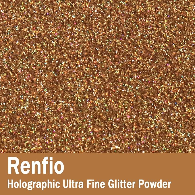 Renfio Holographic Ultra Fine Glitter Powder Metallic Resin Glitter 2.11 Oz PET - Image 2