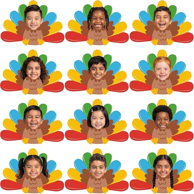 Gersoniel 72 Pcs Kid Fall Turkey Decor Autumn Cartoon Bulletin Board Cutout | by Gersoniel
