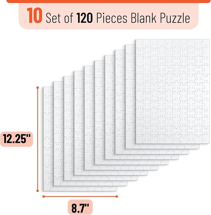 Mr. Pen- Blank Puzzle, 10 Pack, 120 Pieces/Pack, 12.3" x 8.7" | Blank Puzzles - Image 2