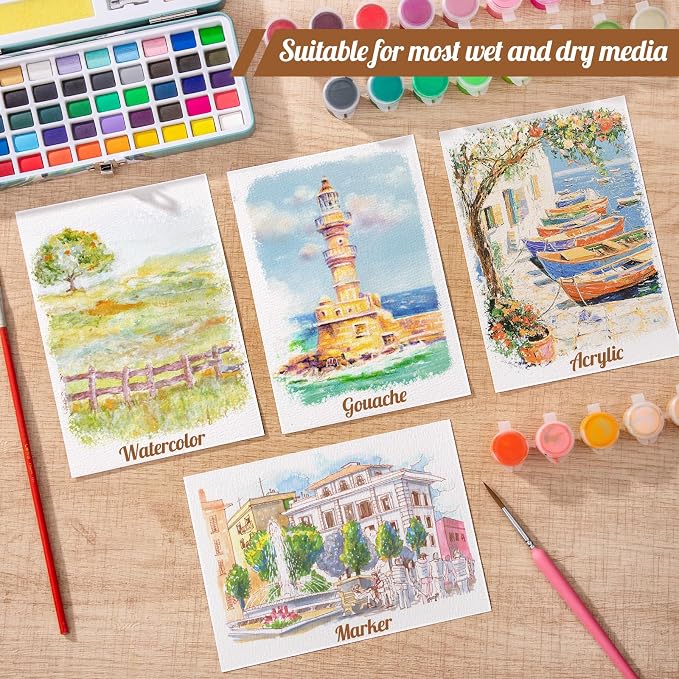 80 Sheets Watercolor Paper Bulk, 110 lb/230 GSM Cold Press Paper White Water - Image 7