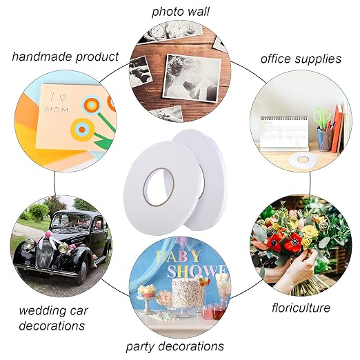Tatuo 2 Rolls Double Sided Foam Tape 3/8 Inch by 50 Feet White PE Foam Tape - Image 7