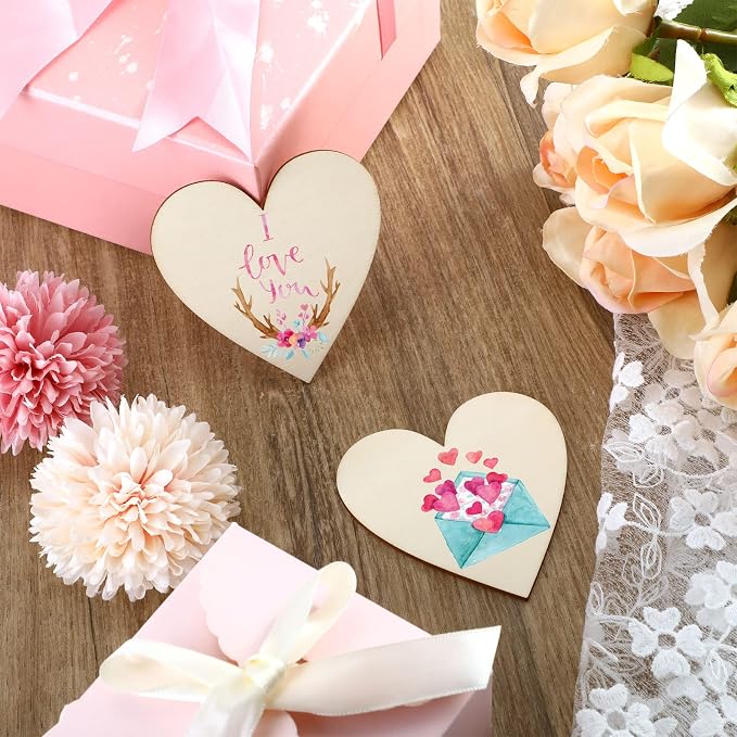 Qunclay 120 Pcs Wooden Heart Magnets - Image 5