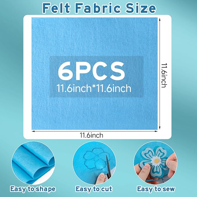 HaoFeiJH 6 Pcs Blue Soft Felt Fabric Sheets - Image 2