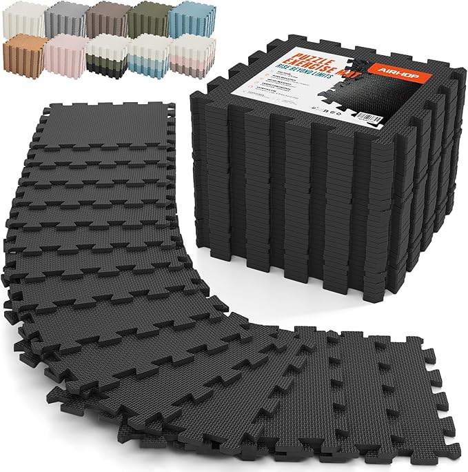 AIRHOP 18 PCS Gym Floor Mat, EVA Foam Puzzle Gym Mat, High-Density Interlocking by Airhop