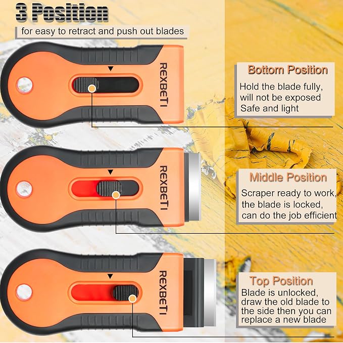REXBETI Razor Blade Scraper Tool, 8 Pack Razor Scraper Set - Image 4