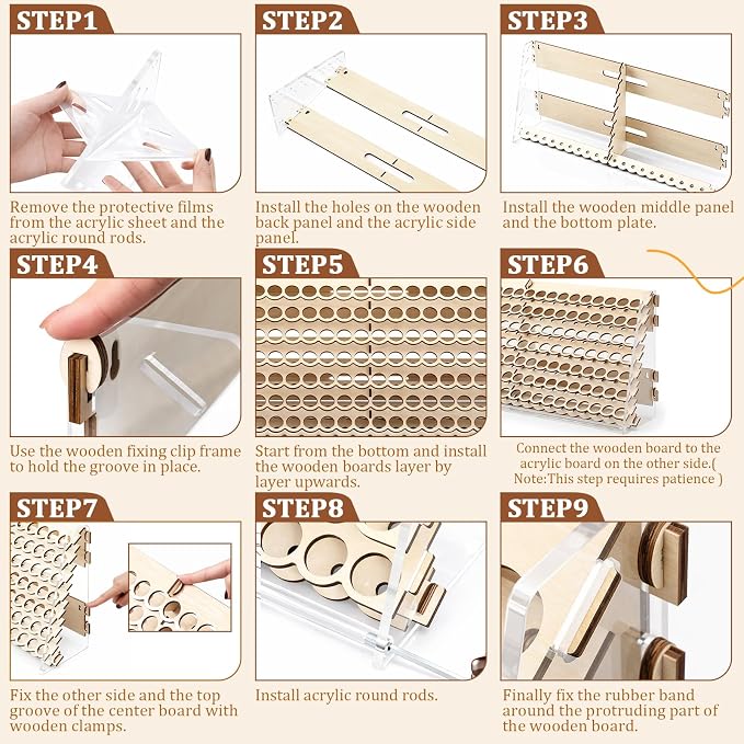 Colingmill Wooden Paint Organizer Storage Rack, 140 Holes Miniature Model Paint - Image 6