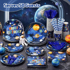 450 Pcs Space Birthday Tableware Set Decorations, Solar System Paper Plates - Image 6