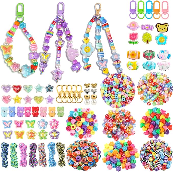 Ecoofor 633 PCS Beaded Keychain Making Kit, Acrylic Alphabet Letter Beads - Image 8