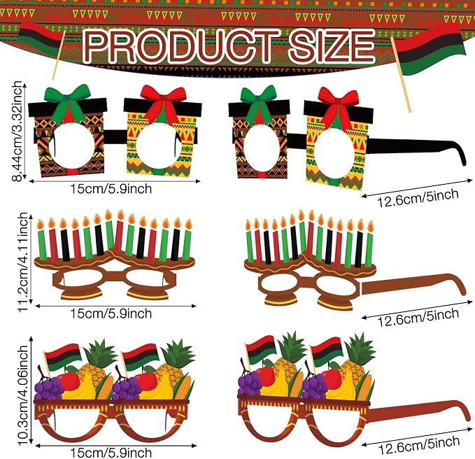 Pajean 36 Pcs Kwanzaa Party Favor Packs Decoration Kwanzaa Photo Props Paper - Image 2