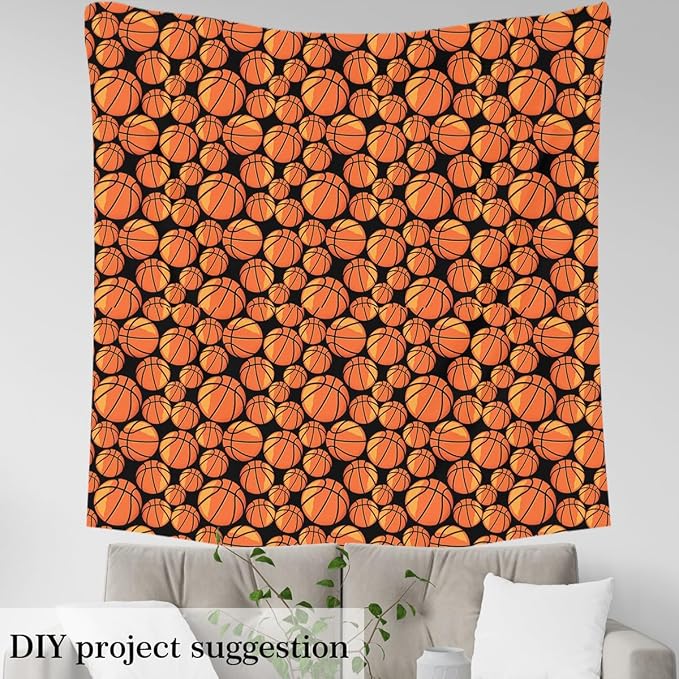 Basketball Fabric by The Yard, Realistic Style Balls Print Flannel Polyester - Image 4