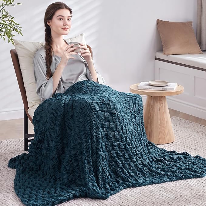 Knitted Weighted Blanket for Adult, No Beads Heavy Blanket 60” x 80'' 20lbs - Image 7
