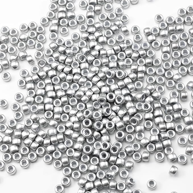 1000 Pcs Acrylic Silver Pony Beads 6x9mm Bulk by Gxueshan