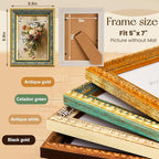 4 Pack Ornate Gold Vintage Picture Frame Sets, 5 x 7 Inch Ornate Vintage Photo - Image 2