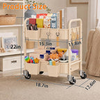2 Tier Small Rolling Cart Metal - Image 2