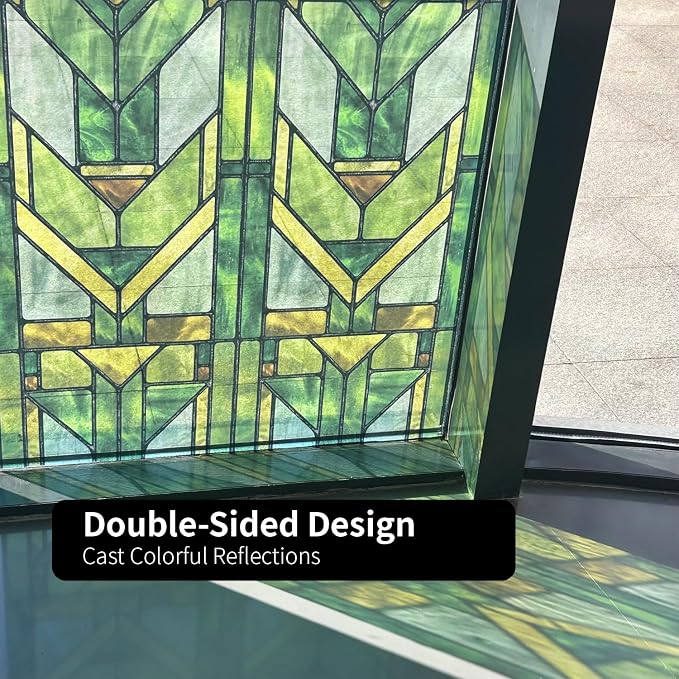 Faux Stained Glass Effect Transparent Window Film, Original Hand Drawn Static - Image 2