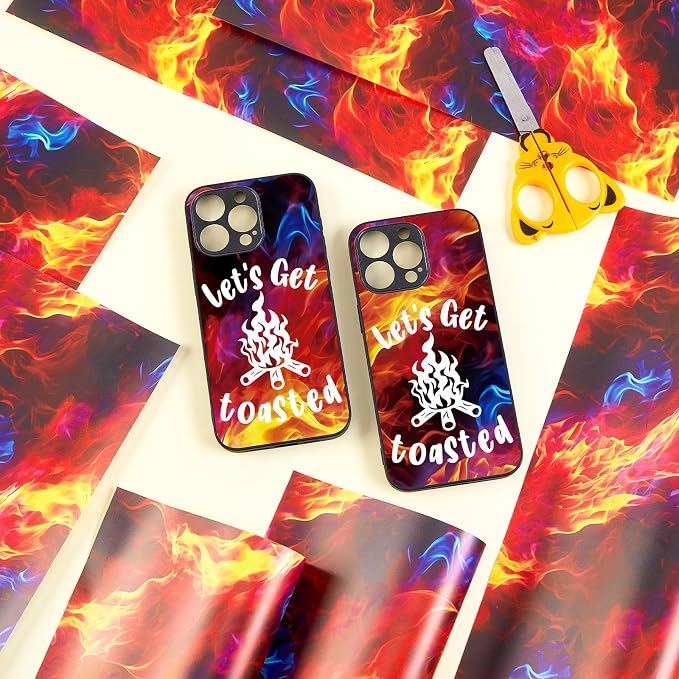 Tintnut Flame Pattern Permanent Vinyl 8 Pcs 12x10in Red Blue Adhesive Viny | - Image 7