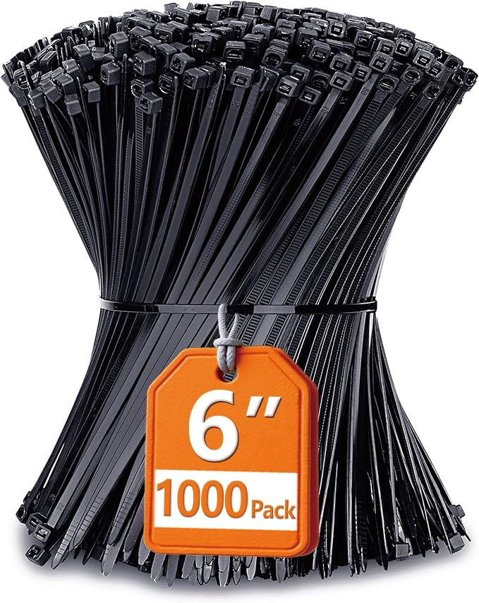 Zip Ties 6 inch with 25 lb Tensile Strength, 1000 Pack by ANOSON
