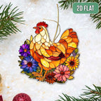 2D Flat Faux Stained Glass Chicken Acrylic Christmas Ornament, Hen Ornaments - Image 5