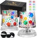 2PCS Spinning Whiskey Glass, 9.4oz | Hand-painted embossed, 360° rotating by Unknown