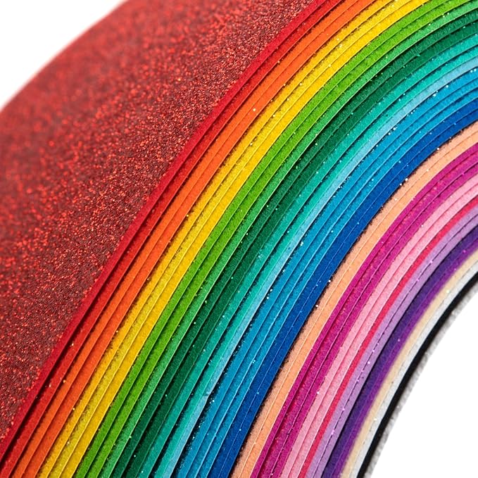 36 Pack Glitter Foam Sheets Craft 8 x 6 inch 36 Colors | Sparkles Foam Paper by Nitelemn