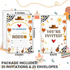 Cowboy 1st Birthday Invitations, 25 Double-Sided Invitation Cards - Image 2
