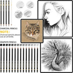 24 Piece Sketch Pencil Set, Graphite Charcoal - Image 5