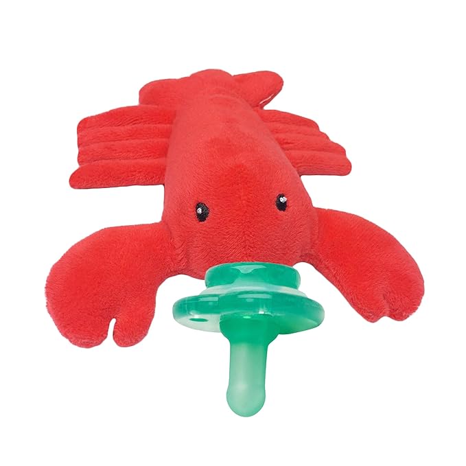 Nookums Paci-Plushies Buddies - Lobster Pacifier Holder - Adapts to Name Brand Pacifiers, Suitable for All Ages, Plush Toy Includes Detachable Pacifier
