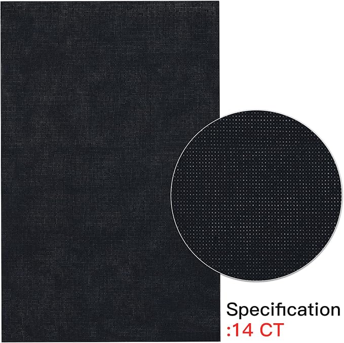 Caydo 6 Pieces Aida Cloth 14 Count Black Cross Stitch Fabric Cotton Embroidery - Image 4