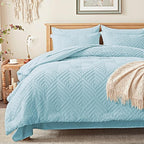 Zzlpp Twin Comforter Set 5 Pieces, Light Blue Tufted Bed in a Bag - Image 2