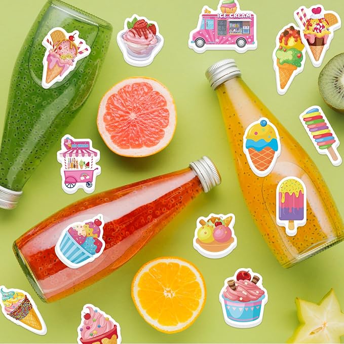 300Pcs Summer Ice Cream Foam Stickers, Colorful Self-Adhesive Ice Cream - Image 4
