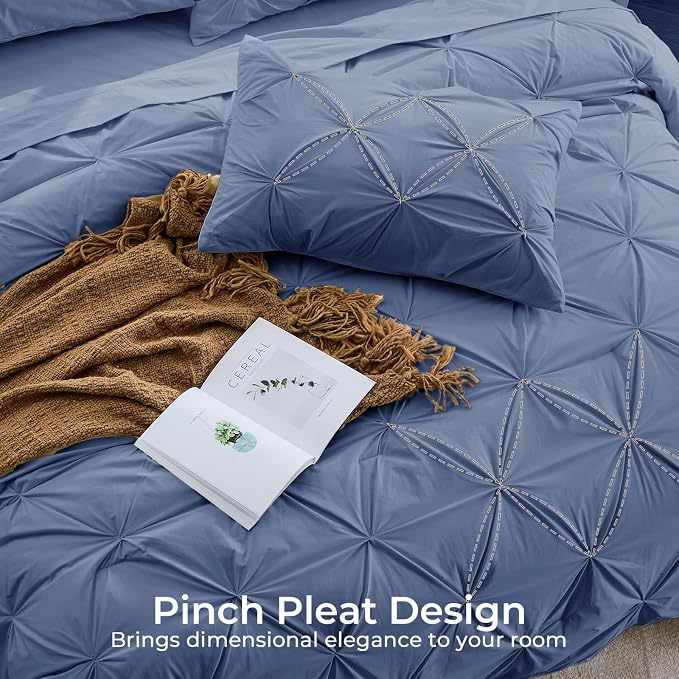 Sasttie Full Size Comforter Set, 7-Piece Bed in a Bag, Pintuck Bedding Set - Image 4