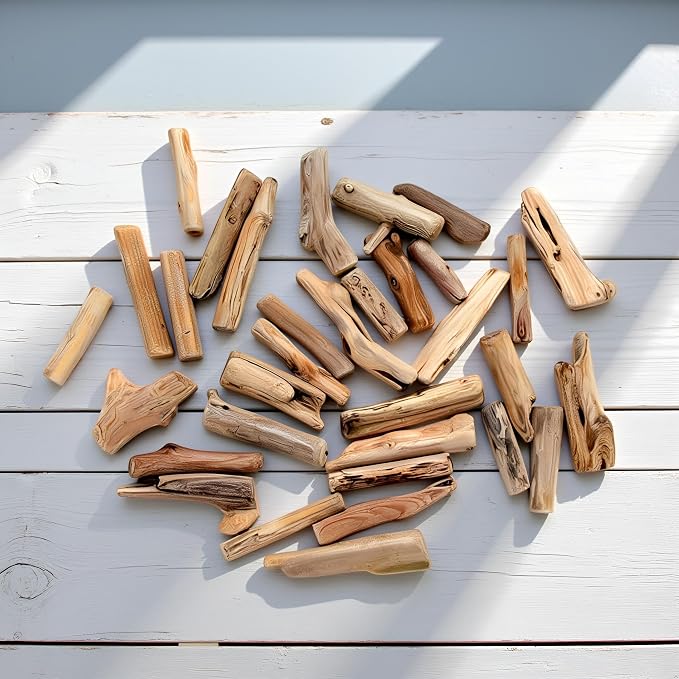 20 Pcs Natural Driftwood Pieces Branch Slices Craft Sticks Beach Decor - Image 6