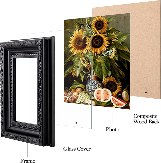 eletecpro 3x4 Vintage Picture Frame, Glass Cover, Horizontal or Vertical - Image 2