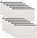 12 Pieces White Cotton Canvas Makeup Bag, Blank DIY Craft Bag by Sinzip