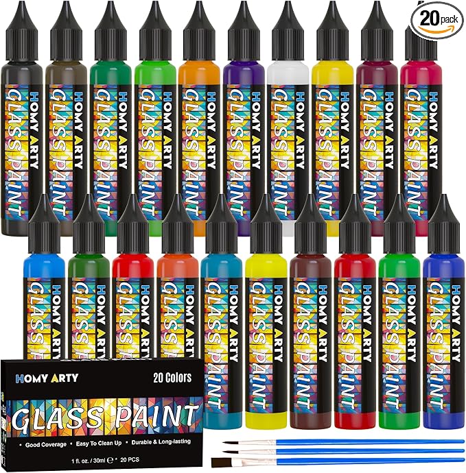 HOMY ARTY Glass Paint 20 Colors by HOMYARTY