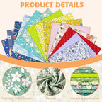 Aubliss 50pcs 100% Cotton Fabric Bundle 8" x 8" PreCut Fat Squares Sheets - Image 3