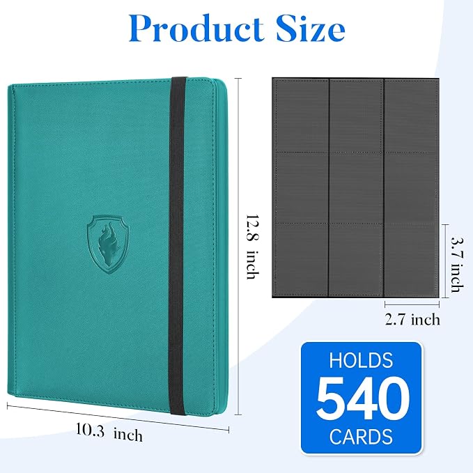 Premium 9 Pocket Card Binder for 540 Cards, Fabmaker PU Cover Trading Card - Image 6
