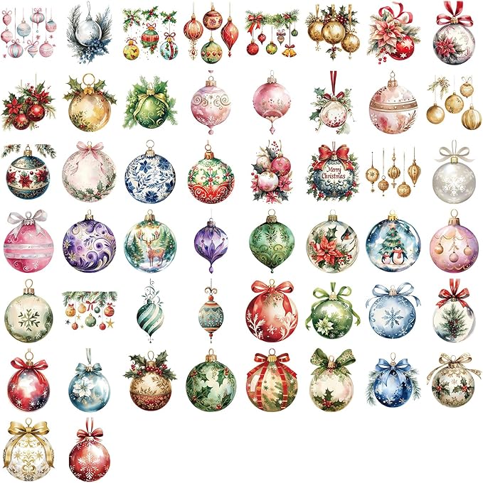 50 Pieces Christmas Themed Transparent Stickers - Image 2