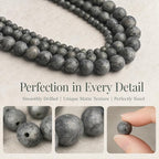 48pcs Natural Matte Black Larvikite Gemstone Beads，8mm Frosted Round Loose - Image 4