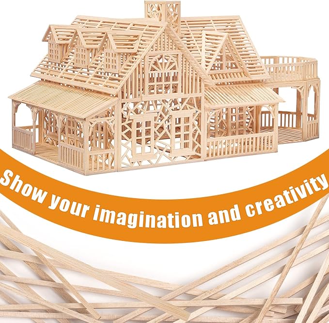 250Pcs Balsa Wood Sticks, Square Wooden Dowels Hardwood Square Dowels | 1/8 - Image 3